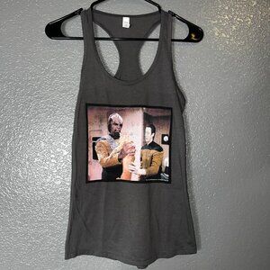 Ideal T Gray Star Trek Graphic Tank Top Women’s XS – Sci-Fi Meme Racerback Tee